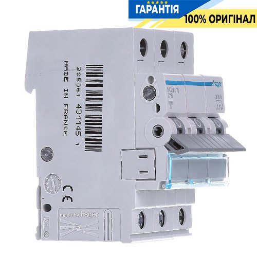 Автоматический выключатель Hager 3-полюсный, 6A, C, 6kA, MCN306