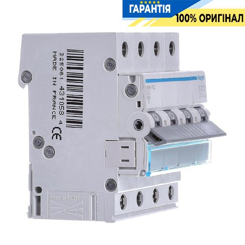 Автоматический выключатель Hager 4-полюсный, 1A, C, 6kA, MCN401