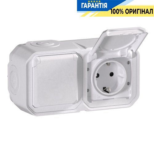Розетка 2х2К+З 16А 250В наклонная горизонтальная Legrand Plexo New 069772L белая