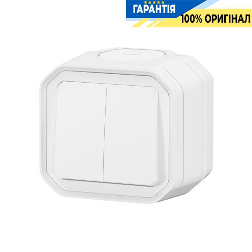Перемикач 2-клавішний нахилений 10А 250В Legrand Plexo New 069755L білий
