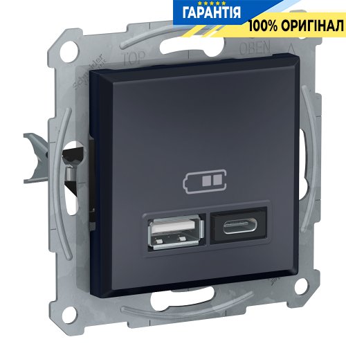 Розетка USB типу А+С 2,4А Schneider Electric Asfora EPH2700371 антрацит