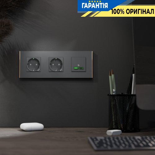 Рамка 3-постова Schneider Electric Unica Deco Subtle NU600641, антрацит/мідь