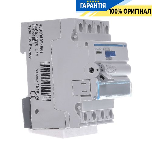 Дифференциальное реле 4P, 6kA, 40A,30mA, A, Hager CDA440D