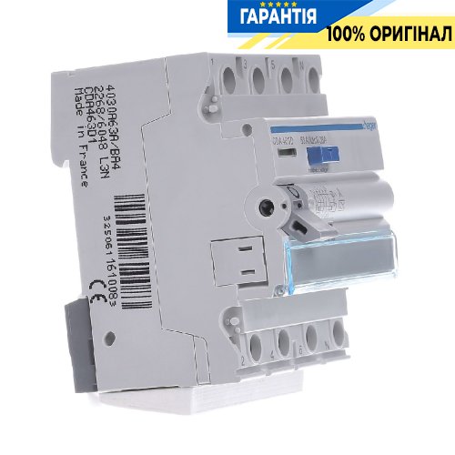 Дифференциальное реле 4P, 6kA, 63A,30mA, A, Hager CDA463D