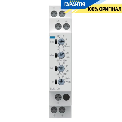 Реле контроля фаз и напряжения без задержки на включение 1P+N/3P(N) 1ПК, Hager EUM100