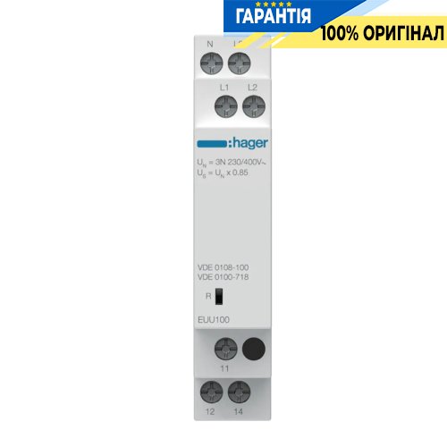 Реле контролю мінімальної напруги 1P+N / 3P+N, 1ПК, Hager EUU100