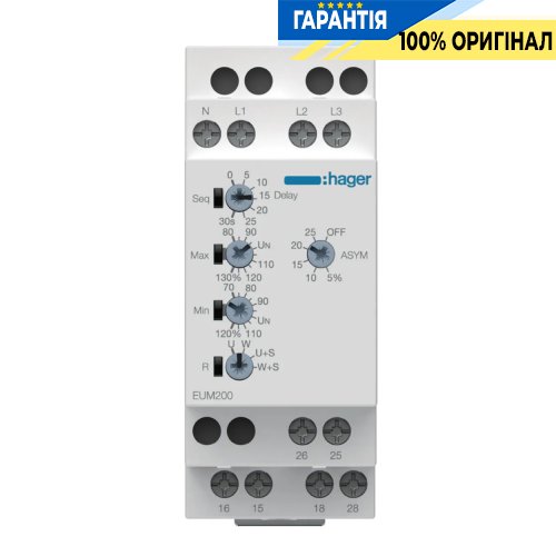 Реле контроля минимального напряжения 1P+N / 3P+N, 2ПК, Hager EUU200