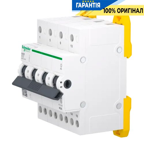 Перемикач Schneider Electric Acti9 3-х позиційний (I-0-II) iSSW, 4-п., 40 A, 400/415V, арт. A9SCO440