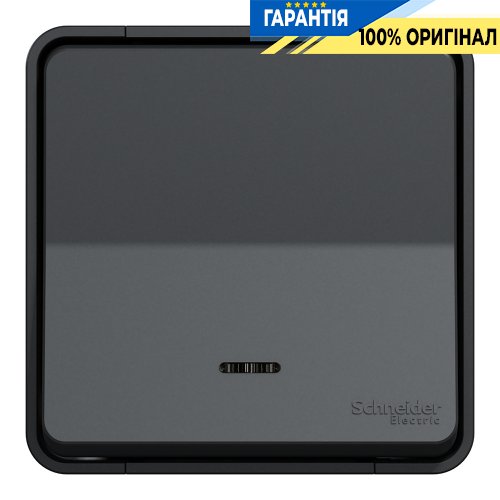 Кнопковий вимикач із підсвічуванням IP55, зовнішній монтаж, чорний, Schneider Electric Mureva Styl MUR35028