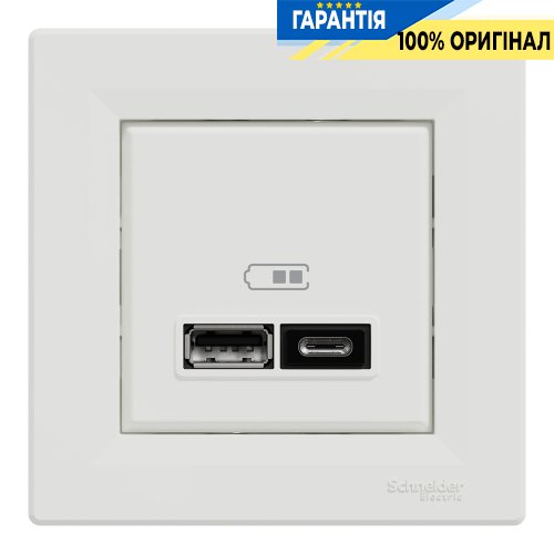 Розетка USB тип А+С 2,4А, Schneider Electric Asfora EPH2700321, біла
