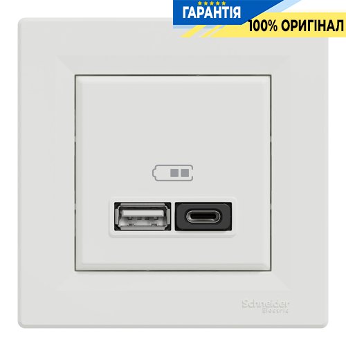 Розетка USB А+С, 3 А, 45 Вт, біла, Schneider Electric Asfora EPH2700421, білий