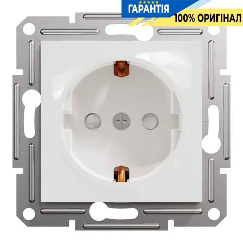 Розетка із заземленням із захисними шторками Schneider Electric Asfora EPH2970221, біла (без рамки)