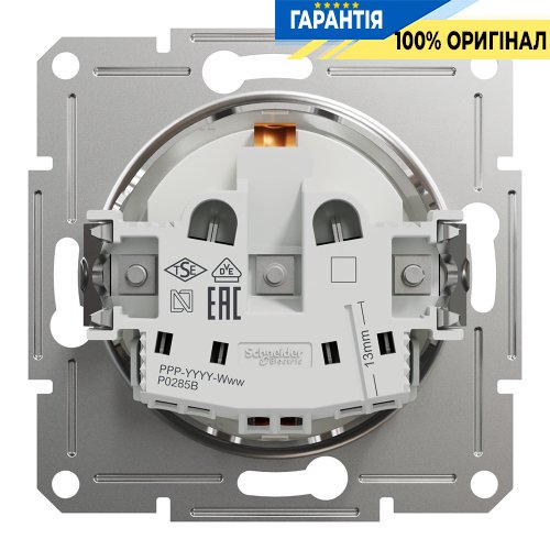 Розетка із заземленням із захисними шторками Schneider Electric Asfora EPH2970221, біла (без рамки)