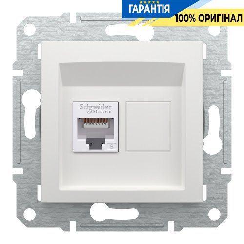 Розетка комп'ютерна 1-а RJ45 CAT 6/UTP Schneider Electric Asfora EPH4770121, біла (без рамки)
