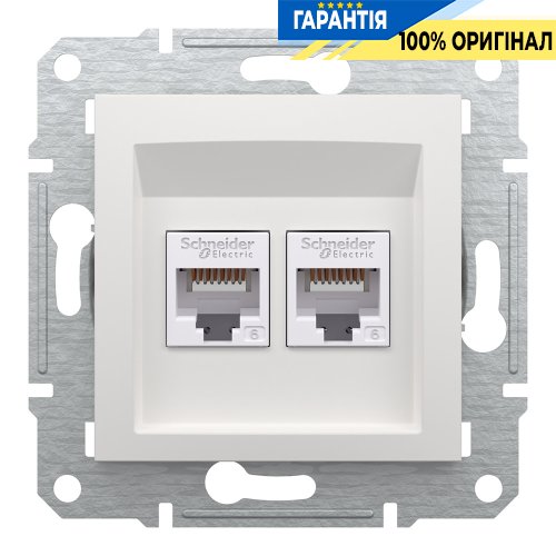 Розетка комп'ютерна 2-а RJ45 CAT 6/UTP Schneider Electric Asfora EPH4870121, біла (без рамки)