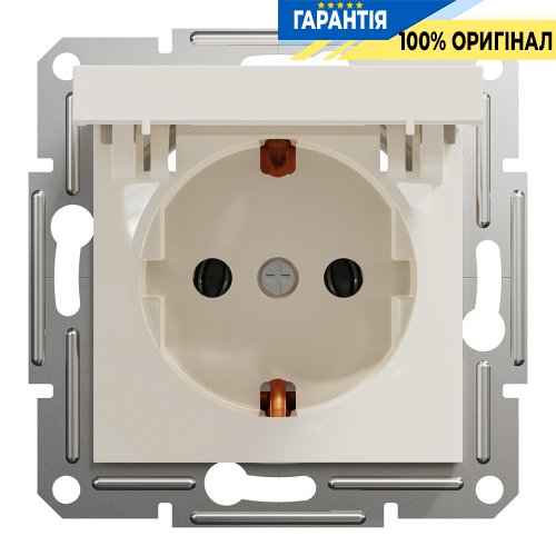 Розетка з кришкою із заземленням Schneider Electric Asfora EPH3170123, крем (без рамки)