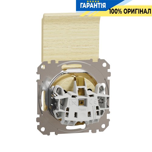 Розетка з з/к зі шторками із кришкою Schneider Electric «Sedna Elements» (колір - береза) SDD180024