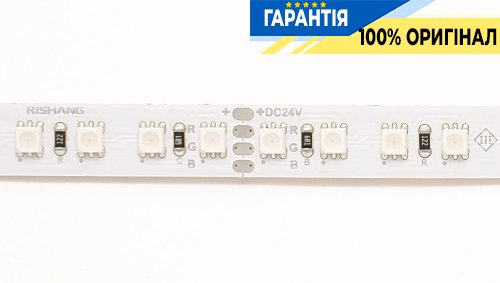 Стрічка світлодіодна 120 Led/m RGB 24V, 12.9Вт, IP20 Rishang 17783 3838-120-IP20-RGB-10-24 RD00C0JP RGB кольори
