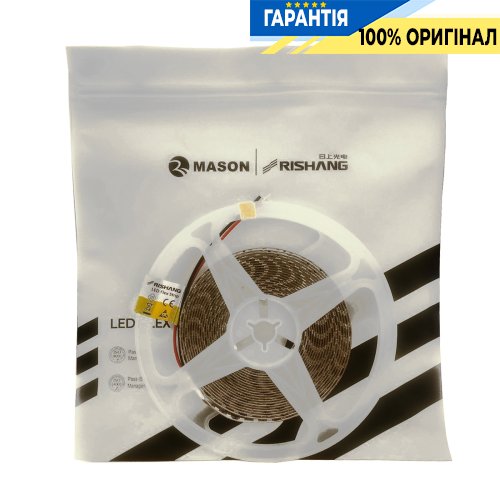 Лента светодиодная 120 Led/m 4000K 24V, 9.6Вт, IP20 CRI80 Rishang 18733 2835-120-IP20-NW-8-24 RV08C0TC-A нейтральный свет