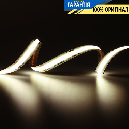 Стрічка світлодіодна 320 Led/m 6000K 24V, 10Вт/м., IP20 CRI90 Rishang 18866 COB-320-IP20-NW-8-24