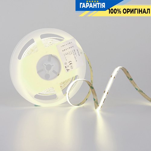 Стрічка світлодіодна 320 Led/m 6000K 24V, 10Вт/м., IP20 CRI90 Rishang 18866 COB-320-IP20-NW-8-24