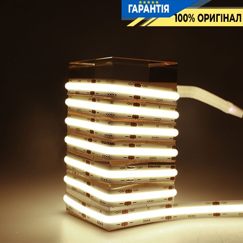 Стрічка світлодіодна 720 Led/m 4000K 24V, 20Вт/м., IP20 CRI90 Rishang 20493 COB-720-IP20-NW-10-24 нейтральне світло
