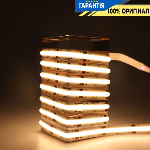 Лента светодиодная 720 Led/m 3000K 24V, 20Вт/м., IP20 CRI90 Rishang 20492 COB-720-IP20-WW-10-24 RM0003EC-A-T теплый свет
