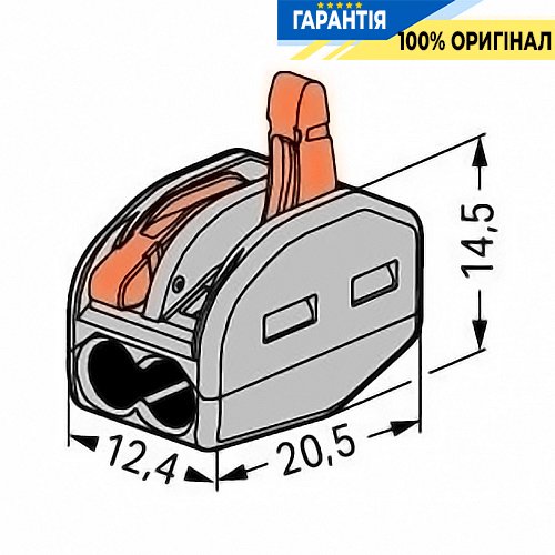 Клемник Wago M81:M124 2 (монолітні або багатожильні дроти) х 0,08-4 мм 32A Cu (222-412)