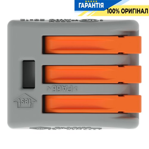 Клемник Wago 3 (монолітні або багатожильні дроти) х 0,08-4 мм 32A Cu (222-413)