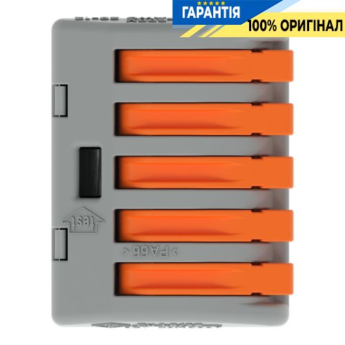 Клемник Wago 5 (монолітні або багатожильні дроти) х 0,08-4 мм 32A Cu (222-415)