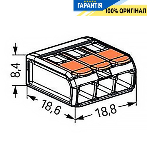 Клеммник Wago на 3 выхода 0.2-4.0 мм² (32А) Cu 221-413