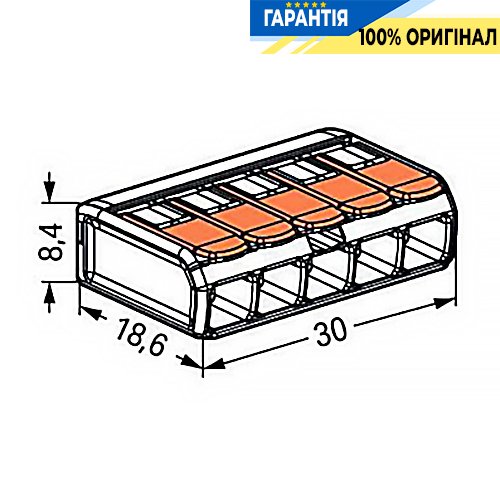 Клеммник Wago на 5 выхода 0.2-4.0 мм² (32А) Cu 221-415