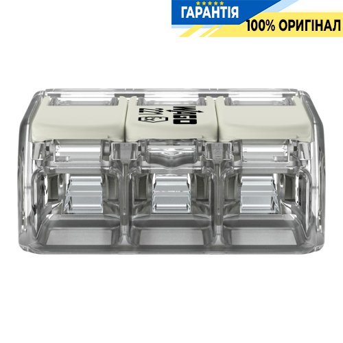 Клемник Wago 3 (монолітних) х від 0,5 до 6 мм² (37А) Сu 221-683