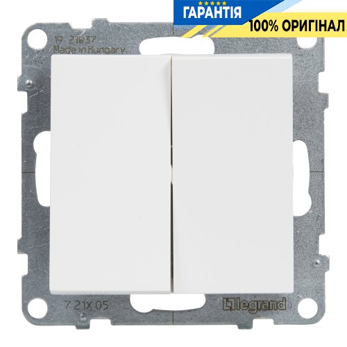 Перемикач 2-кл (пруж.клеми) 10А/250V Legrand Suno 721108 білий