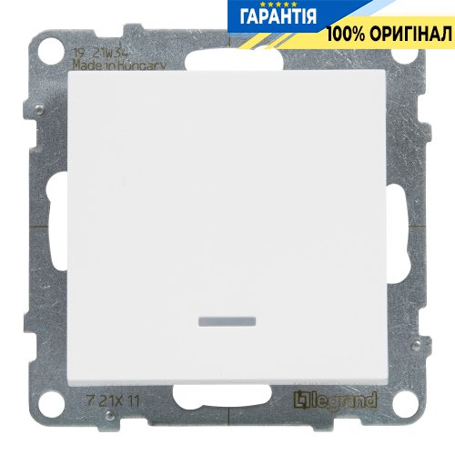 Вимикач 1-кл з підсв. (пруж.клеми) 10А/250V Legrand Suno 721111 білий