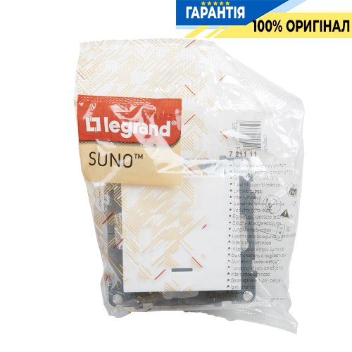 Вимикач 1-кл з підсв. (пруж.клеми) 10А/250V Legrand Suno 721111 білий
