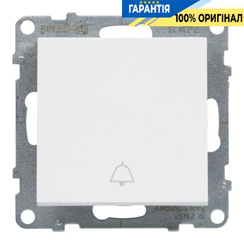 Кнопка 1-кл с символом "Звонок" (пружин.клеммы) 6A/250V Legrand Suno 721113 белый