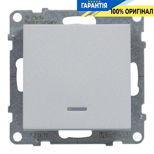 Выключатель 1-кл с подсв. (пружин.клеммы) 10А/250V Legrand Suno 721311 алюминий