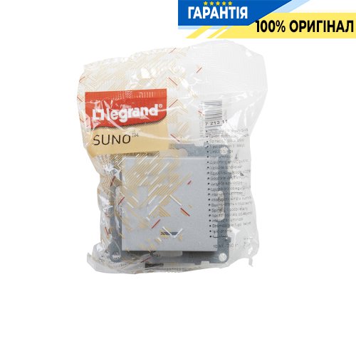 Выключатель 1-кл с подсв. (пружин.клеммы) 10А/250V Legrand Suno 721311 алюминий