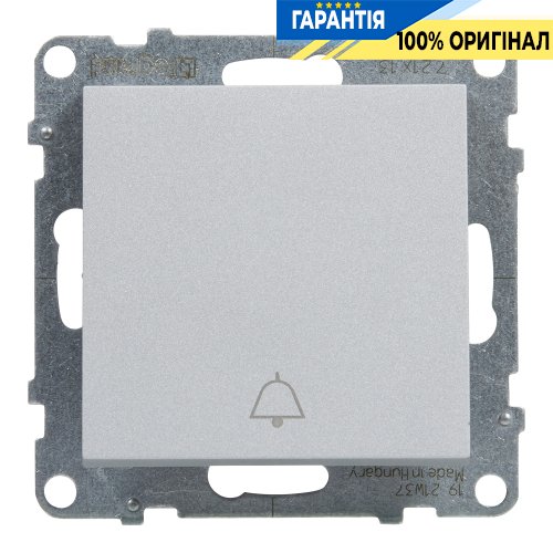 Кнопка 1-кл з символом "Дзвінок" (пруж.клеми) 6A/250V Legrand Suno 721313 алюміній