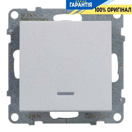 Переключатель с подсв. 1-кл (пружин.клеммы) 10А/250V Legrand Suno 721316 алюминий