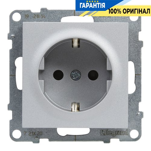 Розетка с з/к и шторками (пружин.клеммы) 16А/250V Legrand Suno 721320 алюминий