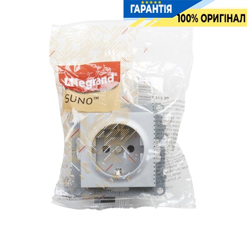 Розетка с з/к и шторками (пружин.клеммы) 16А/250V Legrand Suno 721320 алюминий