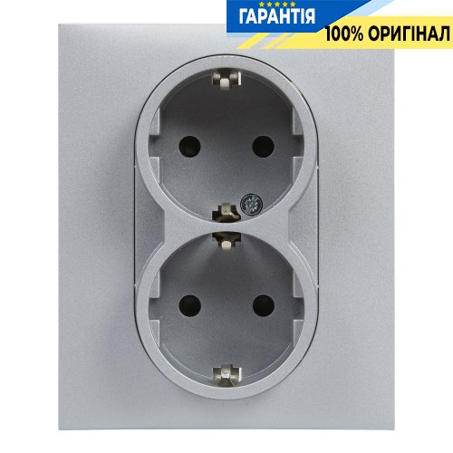 Розетка 2-я. с з/к и шторками (пружин.клеммы) 16А/250V Legrand Suno 721326 алюминий