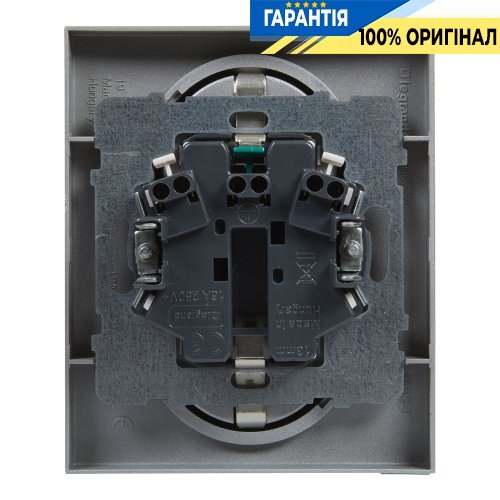 Розетка 2-я. с з/к и шторками (пружин.клеммы) 16А/250V Legrand Suno 721326 алюминий