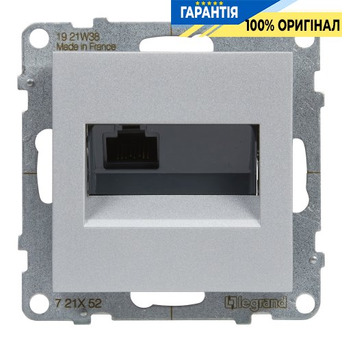 Розетка компьютерная 1-я RJ45 CAT6/UTP Legrand Suno 721352 алюминий