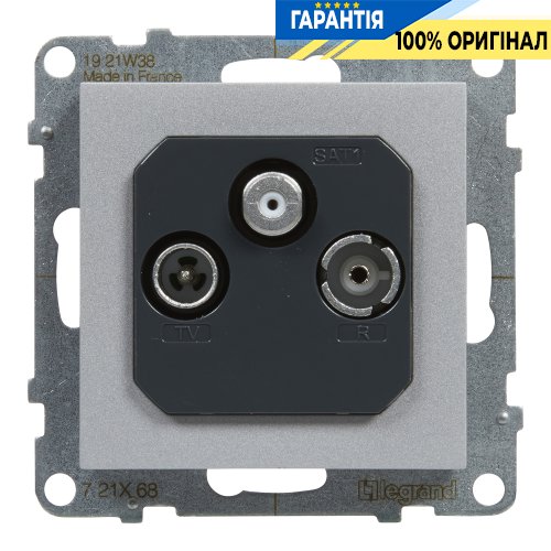 Розетка TV-R-SAT прохідна 14dB Legrand Suno 721368 алюміній