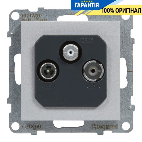 Розетка TV-R-SAT кінцева 10dB Legrand Suno 721369 алюміній