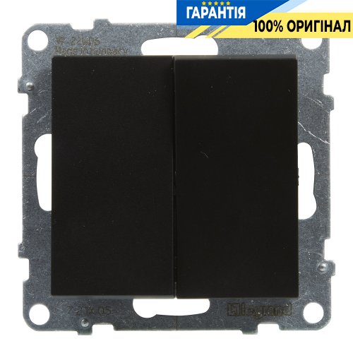 Вимикач 2-кл (пруж.клеми) 10А/250V Legrand Suno 721405 чорний