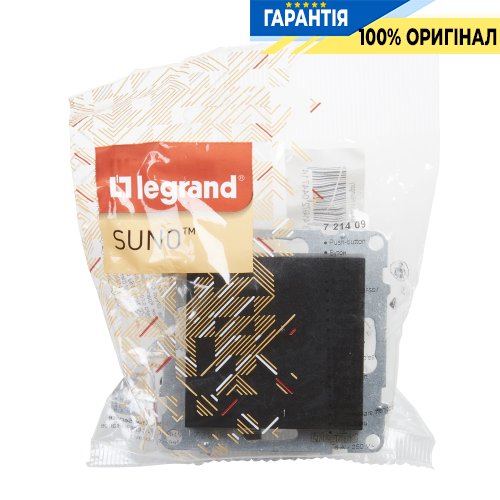 Кнопка 1-кл (пружин.клеммы) 6A/250V Legrand Suno 721409 черный